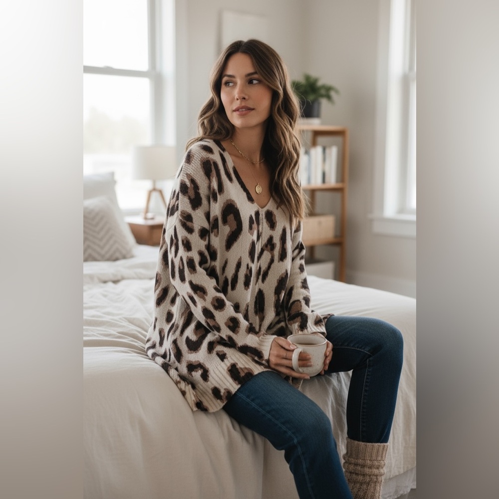 NEW•Creme De La Creme Call Me When The Coffee Is Ready Flowy Sweater•1X - Picture 3 of 13